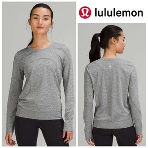 NWT Lululemon Swiftly Relaxed Long Sleeve Shirt 2.0 in Slate / White